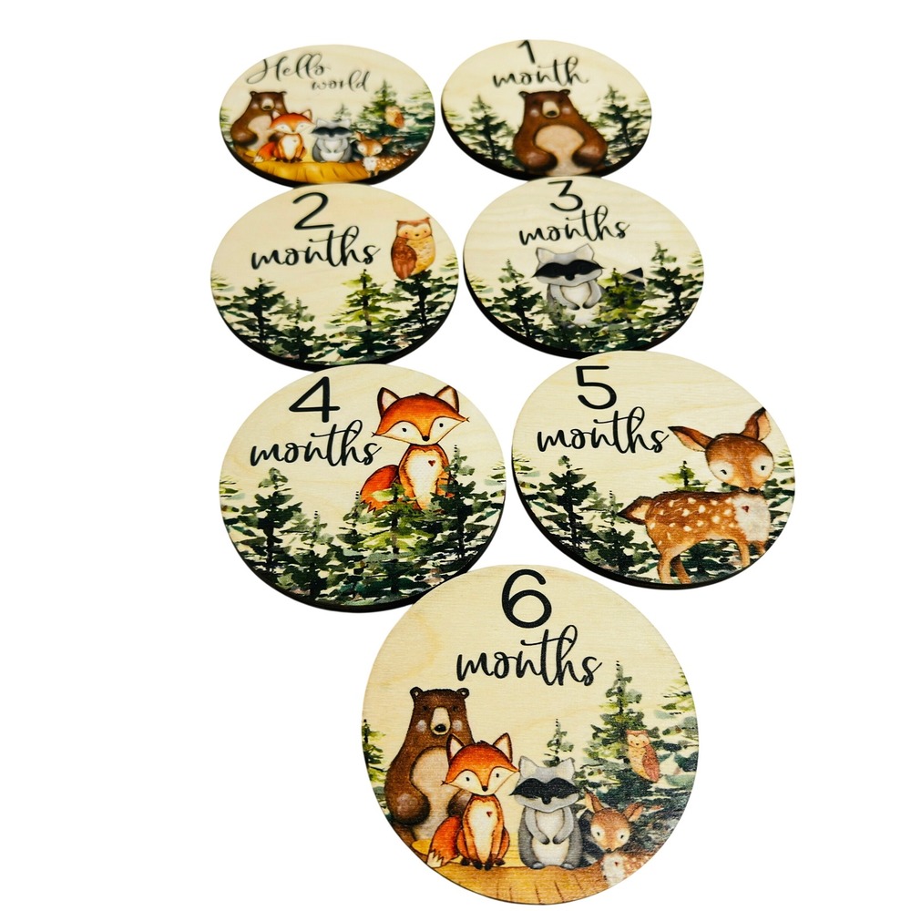Woodland Baby Milestone Discs Unisex OS Wood Excellent Forest Animal